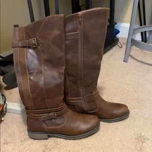 High Brown Baretrap Boots Size 8
